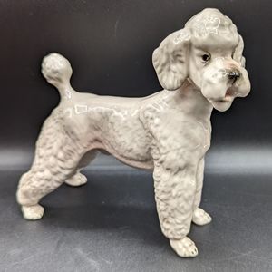 Keramos White Standard Poodle Boy Dog Figurine, Wien Vienna Austria, Lar…